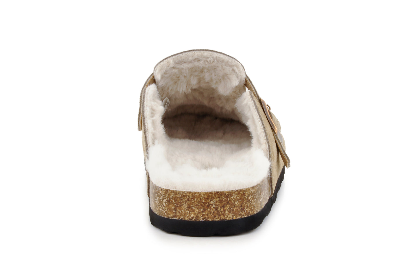 Erica Women's Cork Footbed Clogs Genuine Soft Suede Fuzzy Faux Fur Lined Comfort Cushioned Mule Slide Shoes