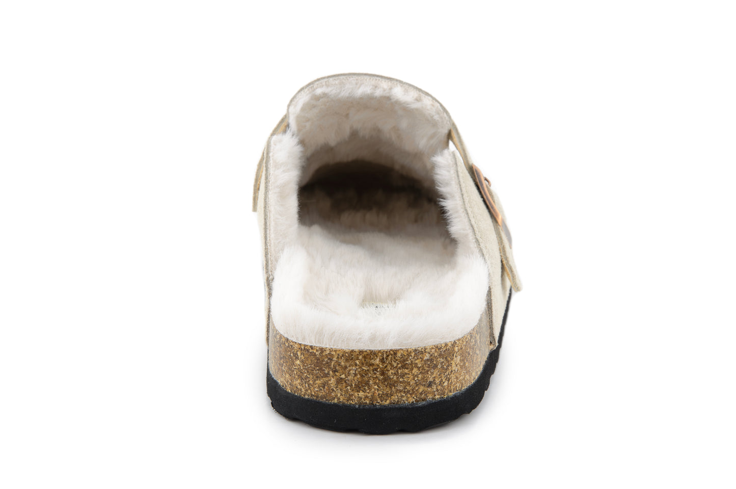 Erica Women's Cork Footbed Clogs Genuine Soft Suede Fuzzy Faux Fur Lined Comfort Cushioned Mule Slide Shoes