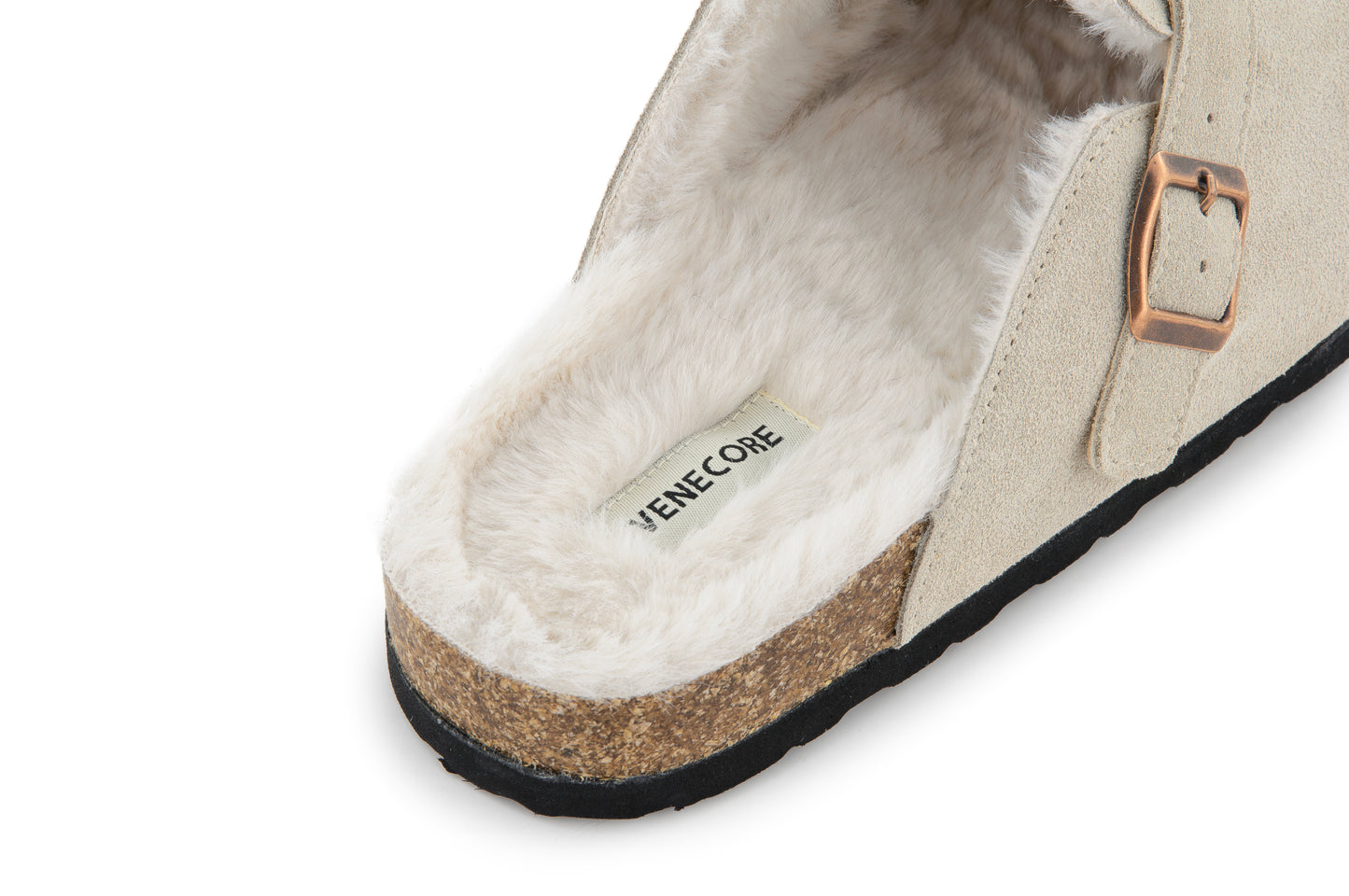 Erica Women's Cork Footbed Clogs Genuine Soft Suede Fuzzy Faux Fur Lined Comfort Cushioned Mule Slide Shoes