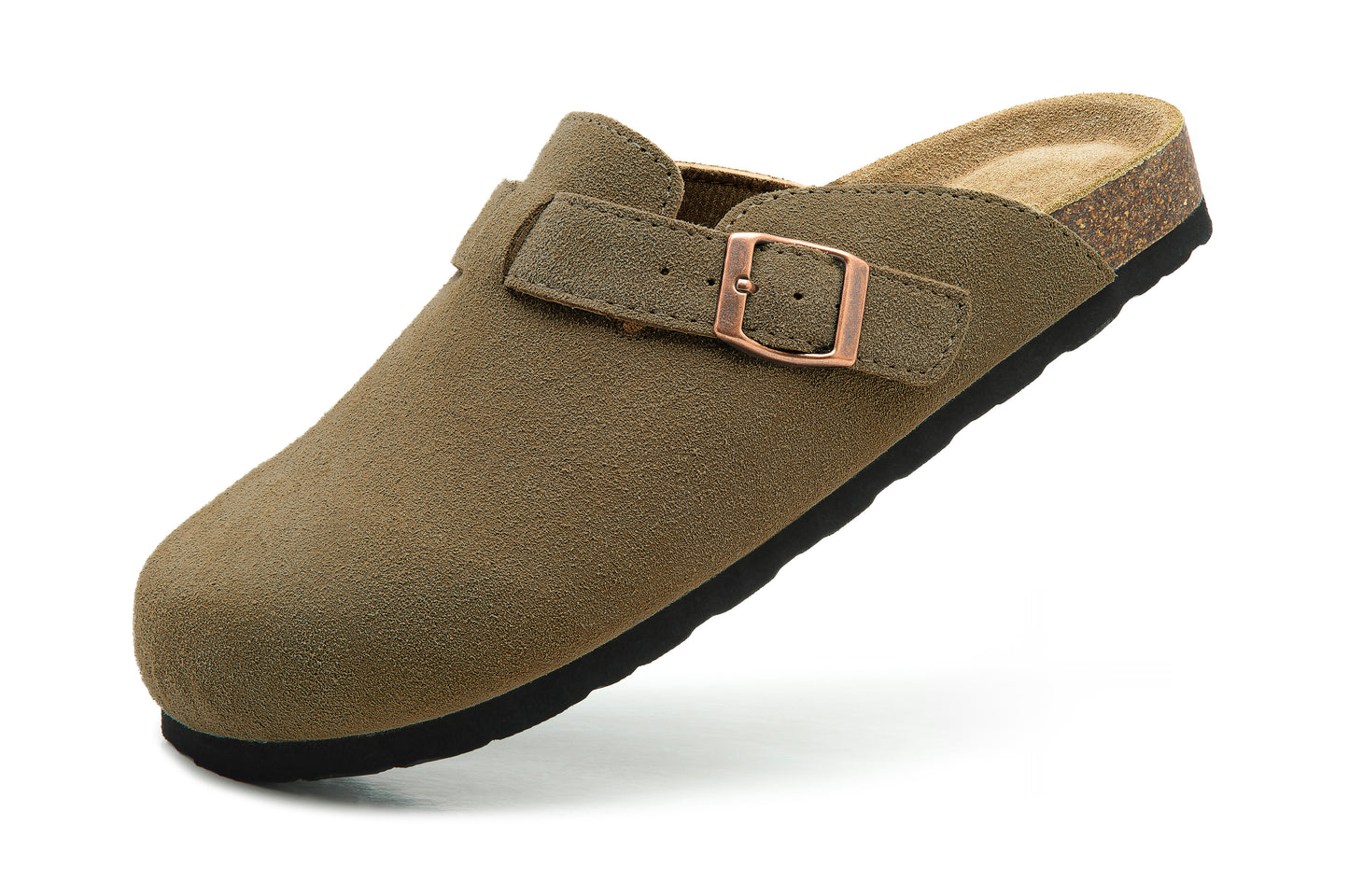 Erica Women's Cork Footbed Clogs Genuine Soft Suede Fuzzy Faux Fur Lined Comfort Cushioned Mule Slide Shoes